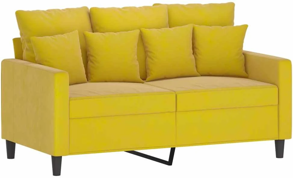 Sofa Sofos komplektas su pagalvėlėmis, 3 dalių, geltonas, aksomas
