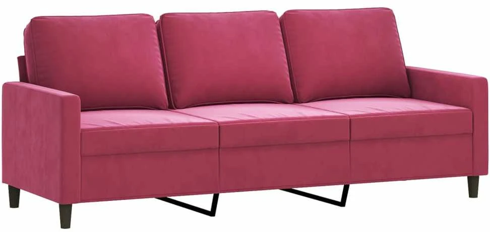 Sofa Sofos komplektas su pagalvėlėmis, 3 dalių, vyno, aksomas