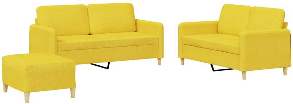 Sofa Sofos komplektas su pagalvėlėmis, 3 dalių, geltonas, audinys