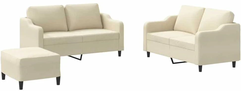 Sofa Sofos komplektas su pagalvėlėmis, 3 dalių, kreminis, audinys