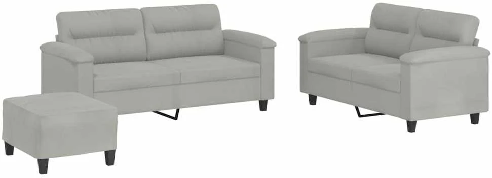 Sofa Sofos komplektas su pagalvėlėmis, 3 dalių, pilkas, audinys