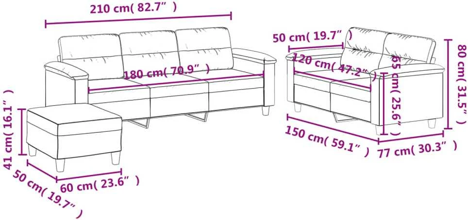 Sofa Sofos komplektas su pagalvėlėmis, 3 dalių, taupe, audinys