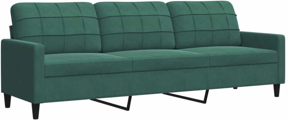Sofa Sofos komplektas su pagalvėlėmis, 3 dalių, žalias, aksomas