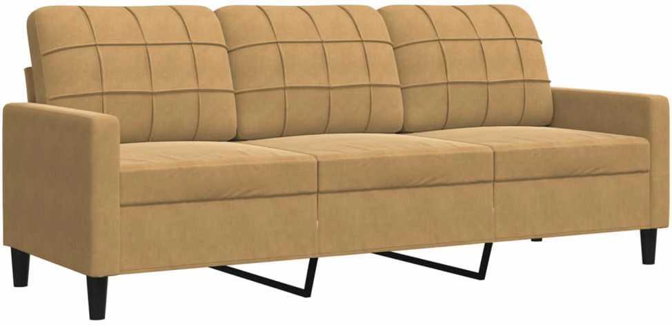 Sofa Sofos komplektas su pagalvėlėmis, 3 dalių, rudas, aksomas