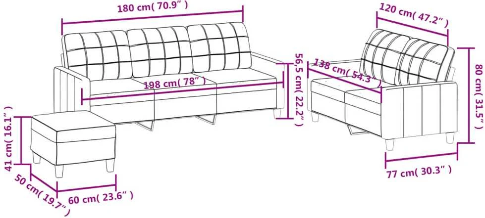 Sofa Sofos komplektas su pagalvėlėmis, 3 dalių, juodas, dirbtinė oda