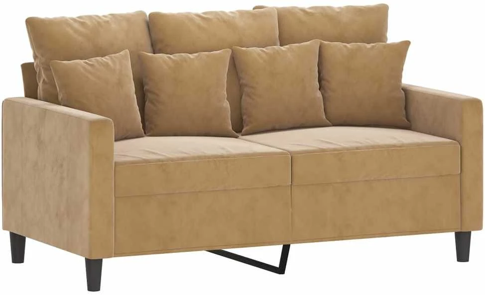 Sofa Sofos komplektas su pagalvėlėmis, 3 dalių, rudas, aksomas