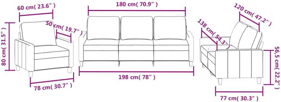 Sofa Sofos komplektas su pagalvėlėmis, 3 dalių, pilkas, dirbtinė oda