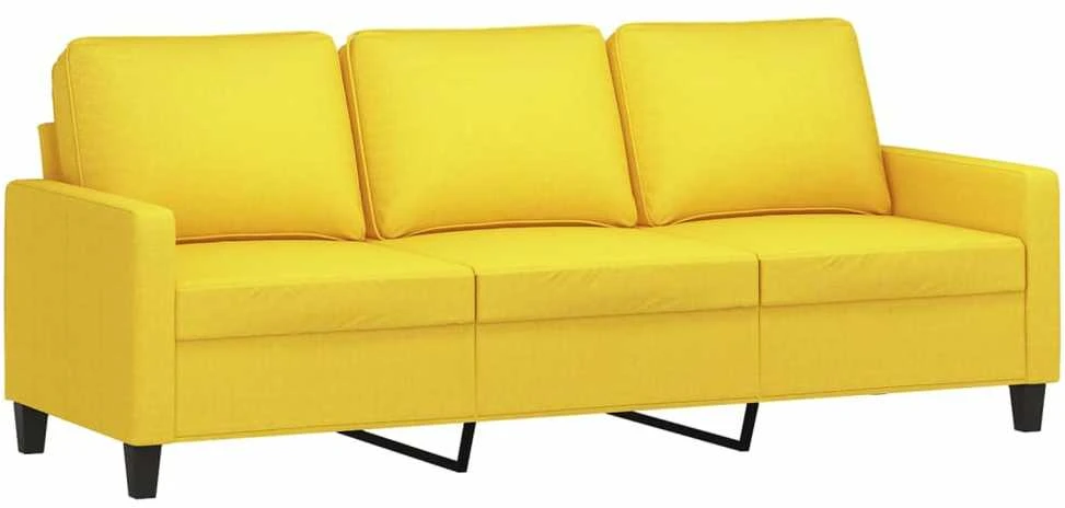 Sofa Sofos komplektas su pagalvėlėmis, 3 dalių, geltonas, audinys