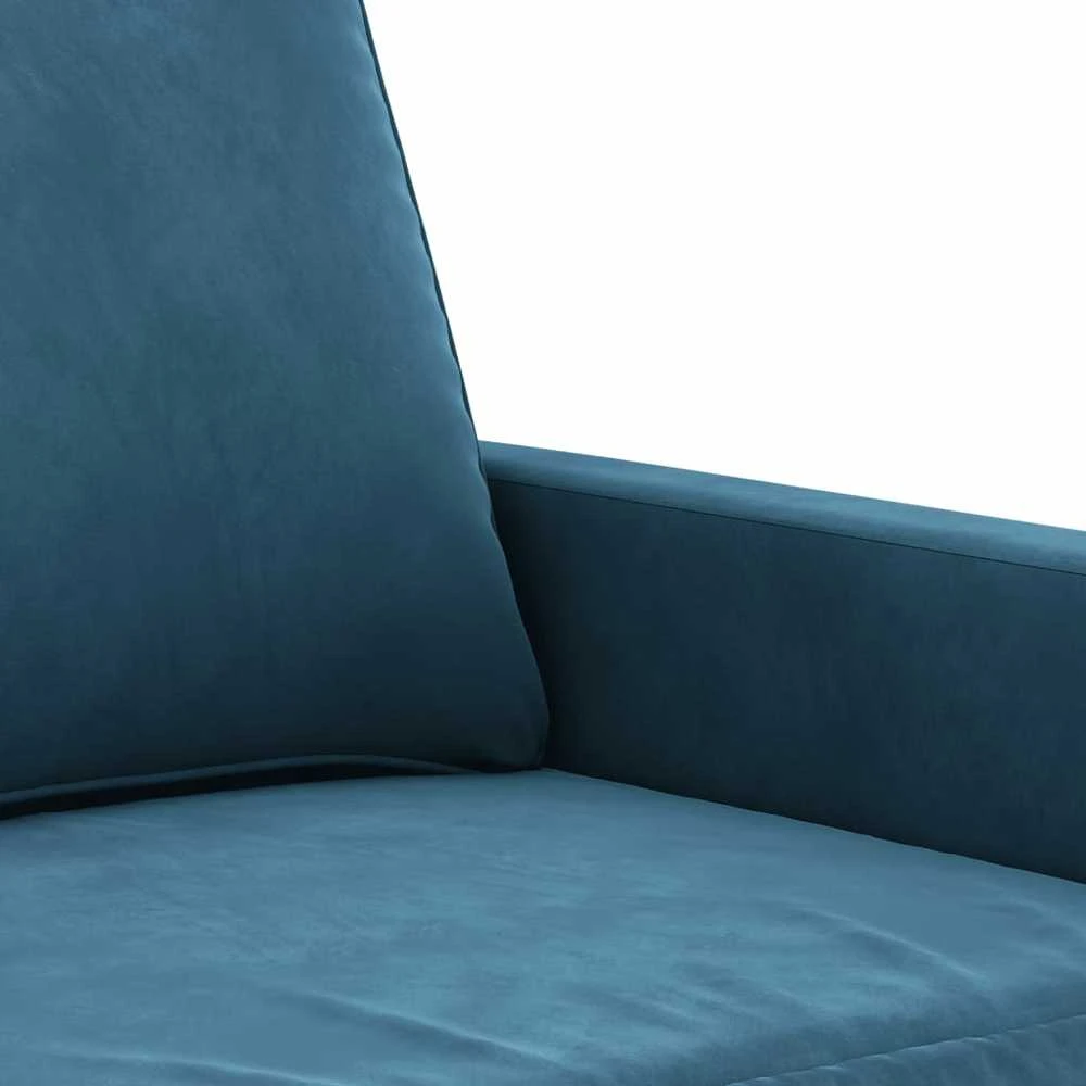 Sofa Sofos komplektas su pagalvėlėmis, 3 dalių, mėlynas, aksomas