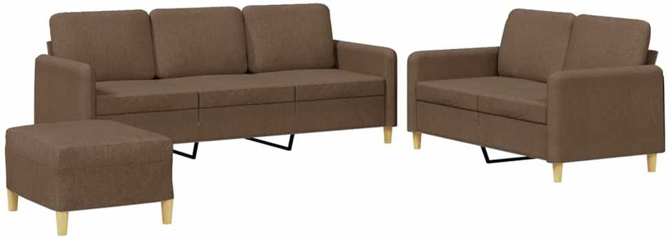 Sofa Sofos komplektas su pagalvėlėmis, 3 dalių, rudas, audinys