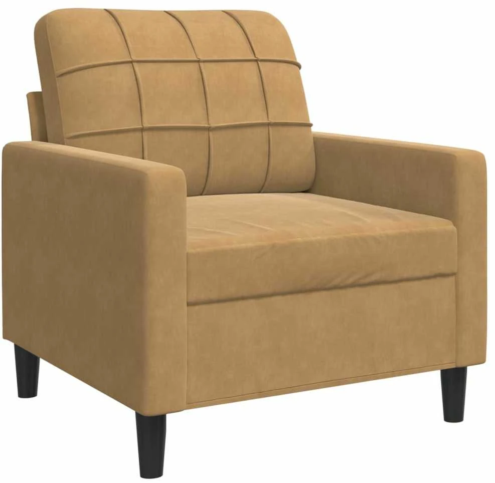 Sofa Sofos komplektas su pagalvėlėmis, 3 dalių, rudas, aksomas