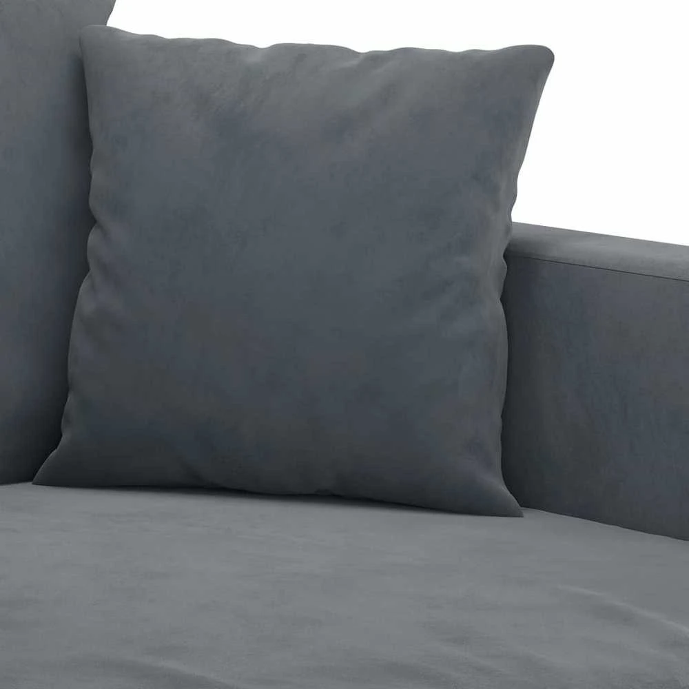 Sofa Sofos komplektas su pagalvėlėmis, 3 dalių, pilkas, aksomas