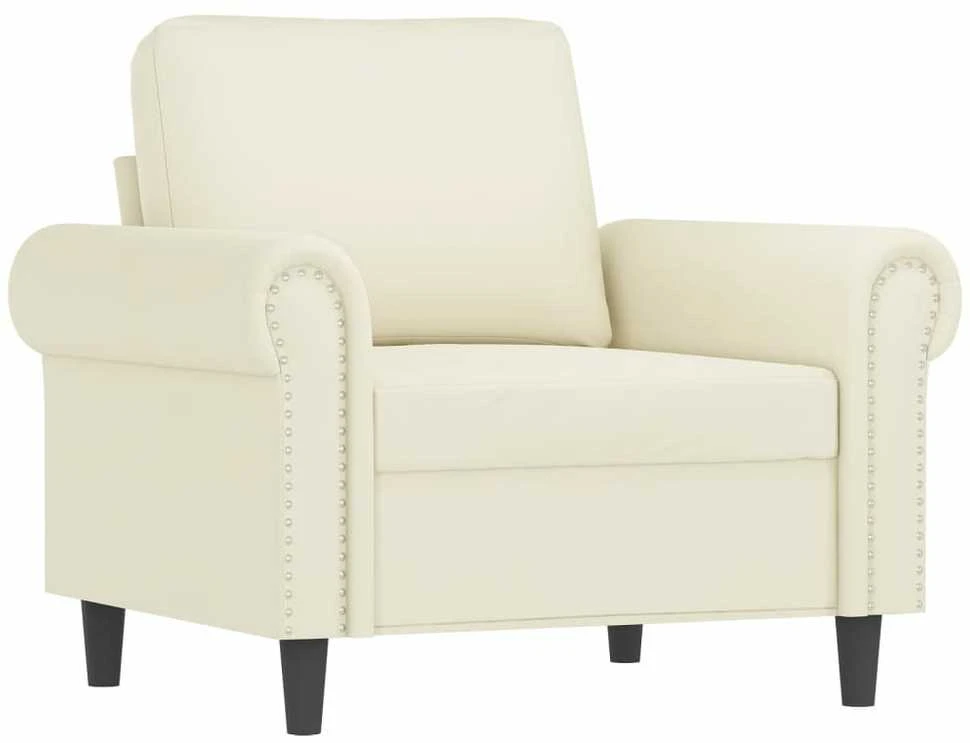 Sofa Sofos komplektas su pagalvėlėmis, 3 dalių, kreminis, aksomas