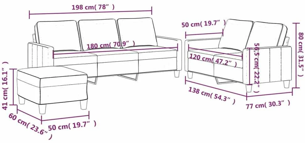 Sofa Sofos komplektas su pagalvėlėmis, 3 dalių, žalias, aksomas