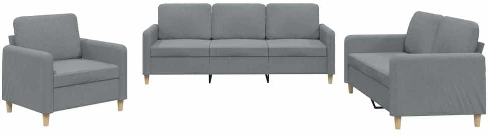 Sofa Sofos komplektas su pagalvėlėmis, 3 dalių, pilkas, audinys