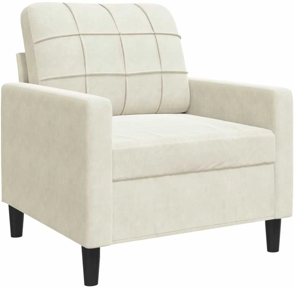Sofa Sofos komplektas su pagalvėlėmis, 3 dalių, kreminis, aksomas
