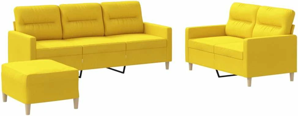 Sofa Sofos komplektas su pagalvėlėmis, 3 dalių, geltonas, audinys