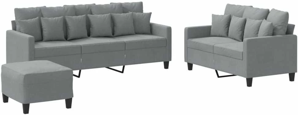 Sofa Sofos komplektas su pagalvėlėmis, 3 dalių, pilkas, audinys