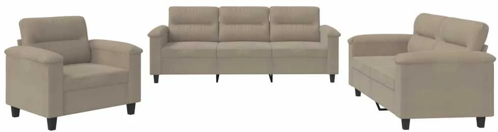 Sofa Sofos komplektas su pagalvėlėmis, 3 dalių, taupe, audinys