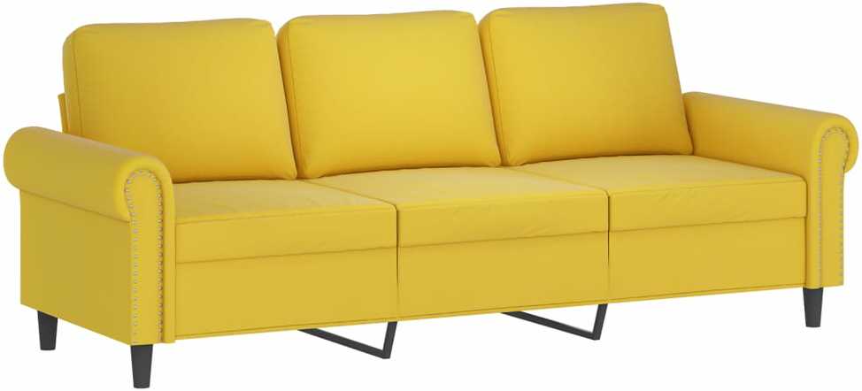 Sofa Sofos komplektas su pagalvėlėmis, 3 dalių, geltonas, aksomas