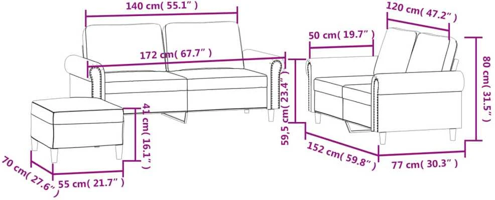 Sofa Sofos komplektas su pagalvėlėmis, 3 dalių, rožinis, aksomas
