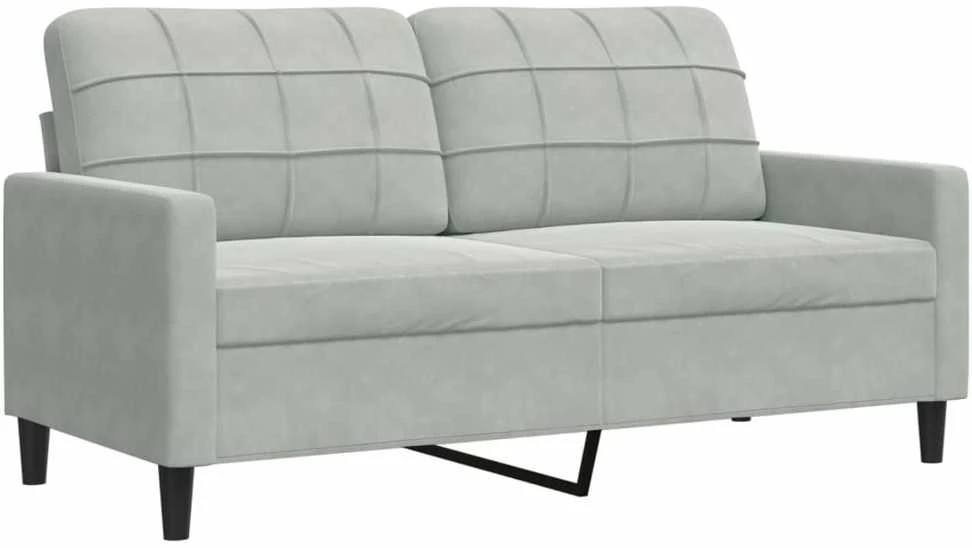 Sofa Sofos komplektas su pagalvėlėmis, 3 dalių, pilkas, aksomas