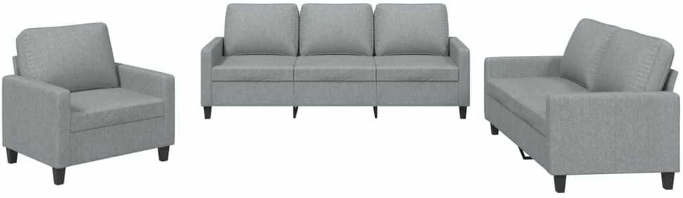 Sofa Sofos komplektas su pagalvėlėmis, 3 dalių, pilkas, audinys