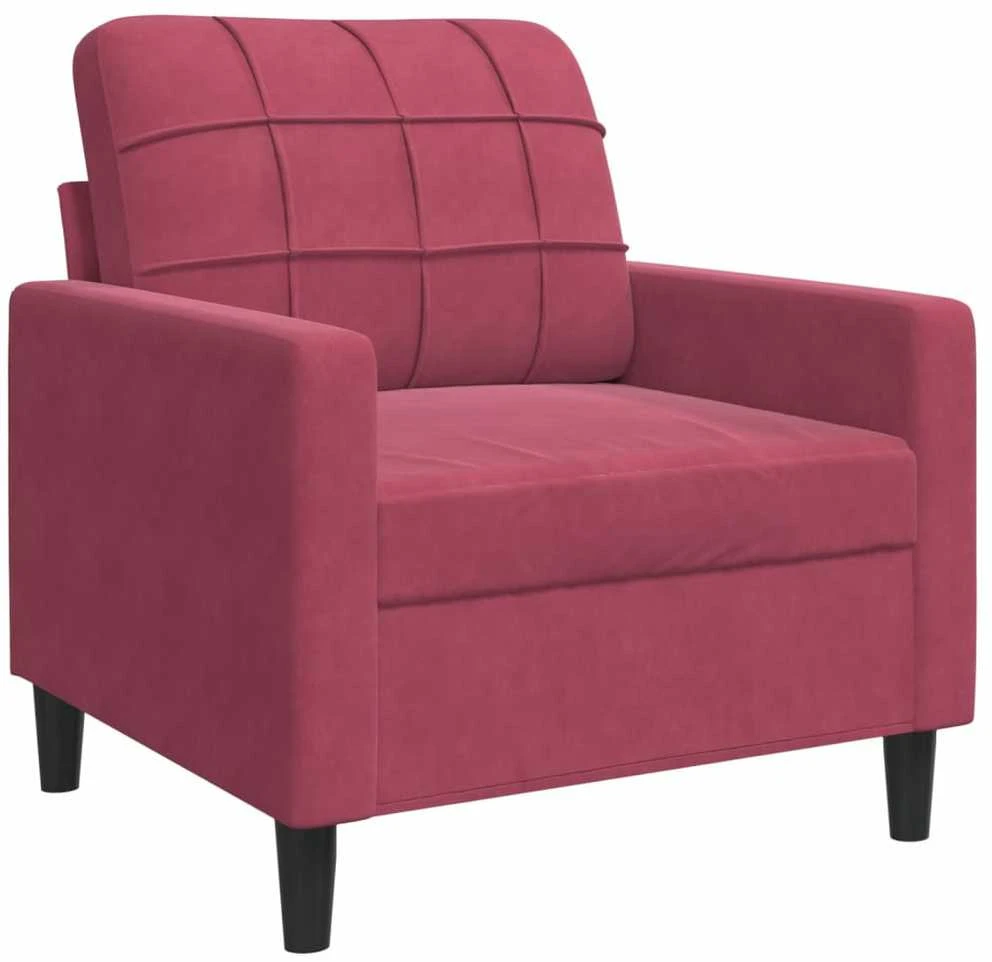 Sofa Sofos komplektas su pagalvėlėmis, 3 dalių, vyno, aksomas
