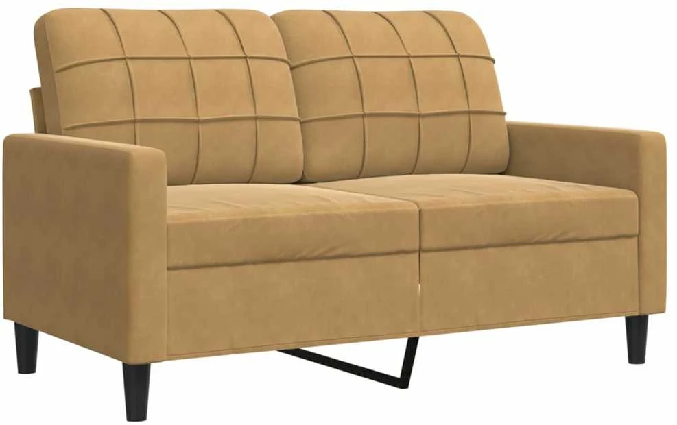 Sofa Sofos komplektas su pagalvėlėmis, 3 dalių, rudas, aksomas