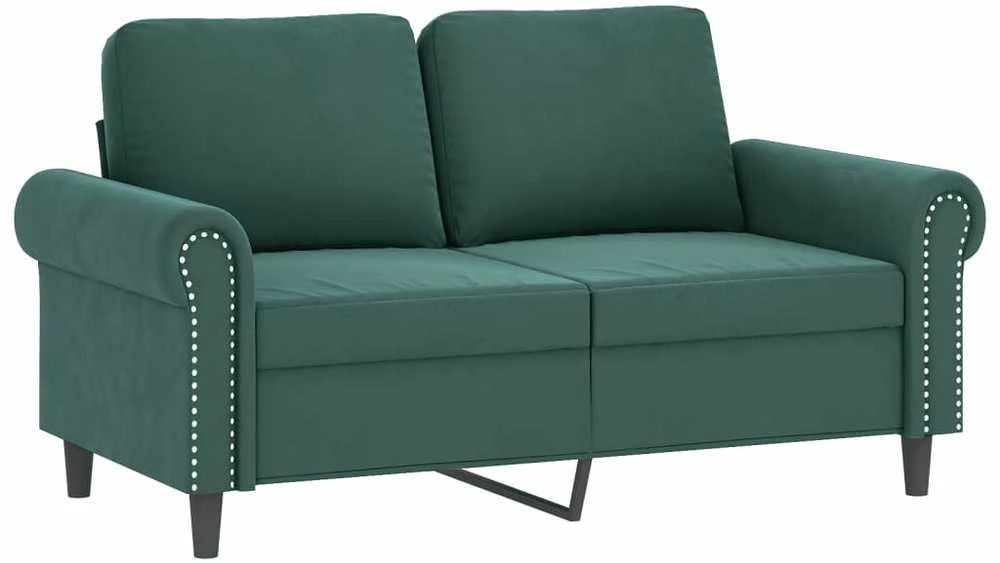 Sofa Sofos komplektas su pagalvėlėmis, 3 dalių, žalias, aksomas