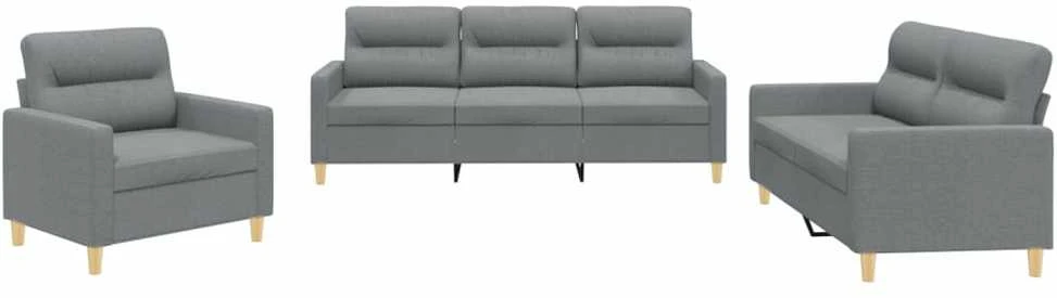 Sofa Sofos komplektas su pagalvėlėmis, 3 dalių, pilkas, audinys