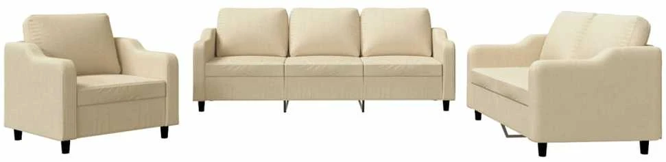 Sofa Sofos komplektas su pagalvėlėmis, 3 dalių, kreminis, audinys