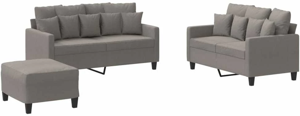 Sofa Sofos komplektas su pagalvėlėmis, 3 dalių, taupe, audinys