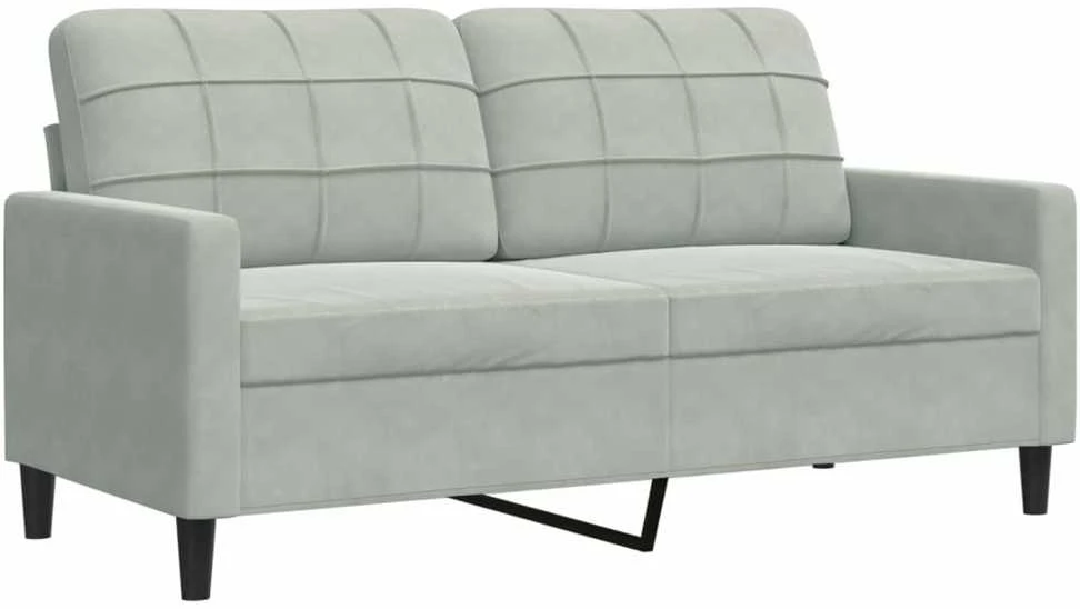 Sofa Sofos komplektas su pagalvėlėmis, 3 dalių, pilkas, aksomas