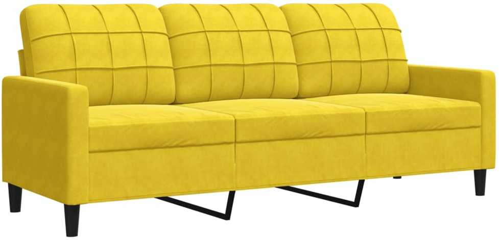 Sofa Sofos komplektas su pagalvėlėmis, 4 dalių, geltonas, aksomas
