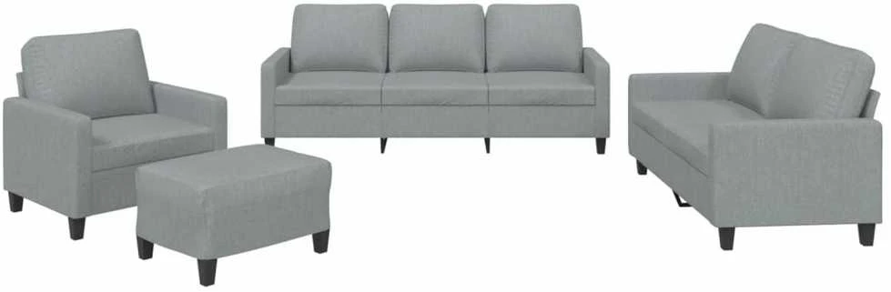 Sofa Sofos komplektas su pagalvėlėmis, 4 dalių, pilkas, audinys