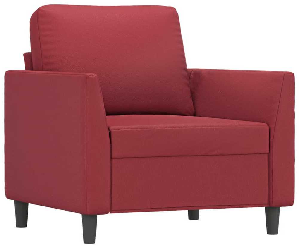 Sofa Sofos komplektas su pagalvėlėmis, 4 dalių, vyno, dirbtinė oda