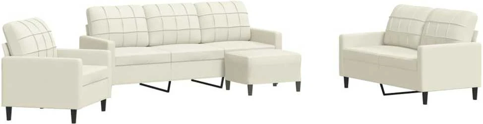 Sofa Sofos komplektas su pagalvėlėmis, 4 dalių, kreminis, aksomas
