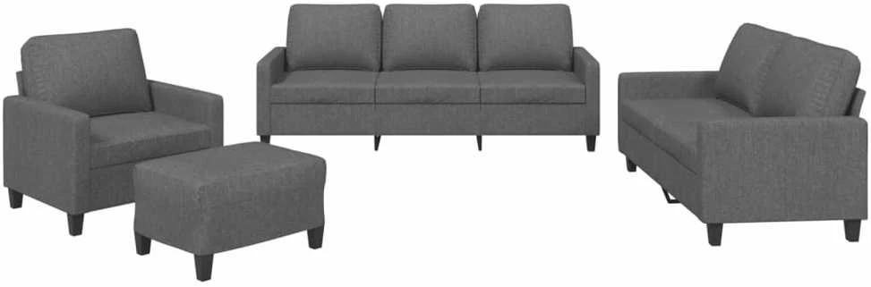 Sofa Sofos komplektas su pagalvėlėmis, 4 dalių, pilkas, audinys