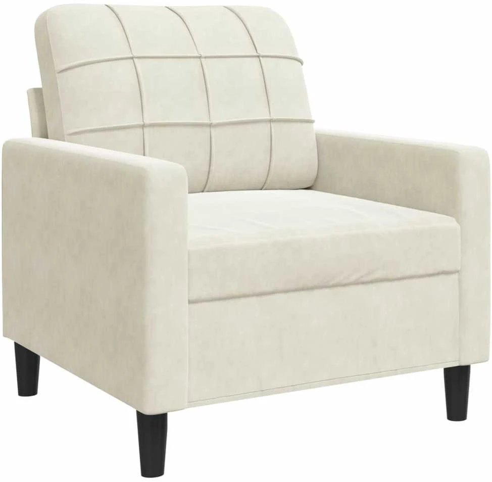 Sofa Sofos komplektas su pagalvėlėmis, 4 dalių, kreminis, aksomas