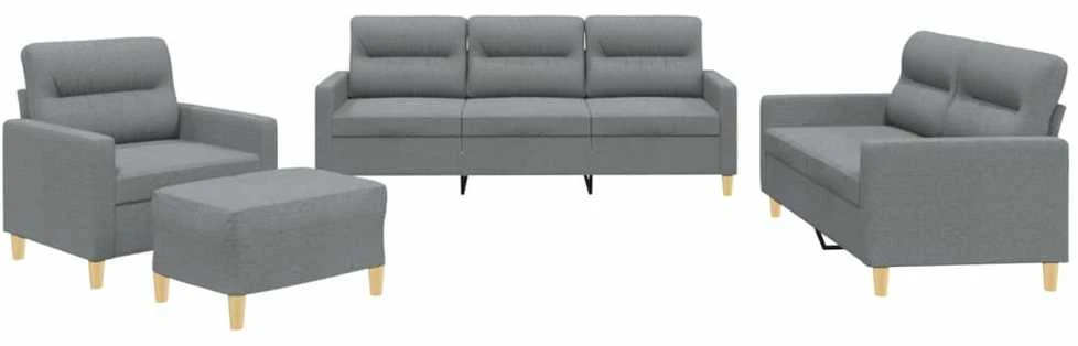 Sofa Sofos komplektas su pagalvėlėmis, 4 dalių, pilkas, audinys