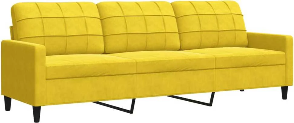 Sofa Sofos komplektas su pagalvėlėmis, 4 dalių, geltonas, aksomas