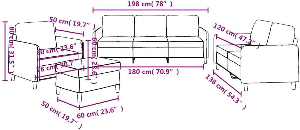 Sofa Sofos komplektas su pagalvėlėmis, 4 dalių, kreminis, audinys
