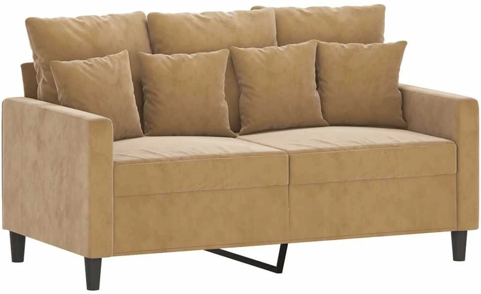 Sofa Sofos komplektas su pagalvėlėmis, 4 dalių, rudas, aksomas