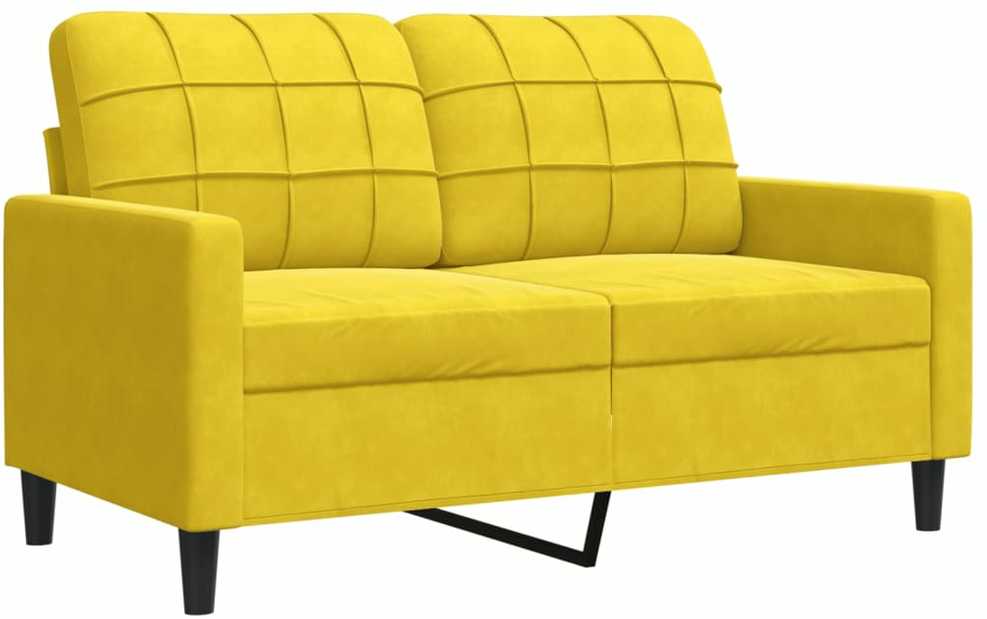 Sofa Sofos komplektas su pagalvėlėmis, 4 dalių, geltonas, aksomas