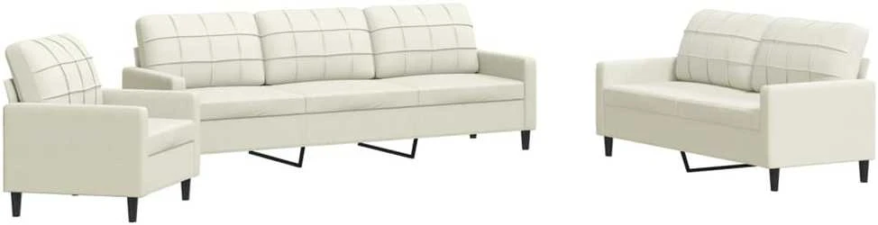 Sofa Sofos komplektas su pagalvėlėmis, 4 dalių, kreminis, aksomas