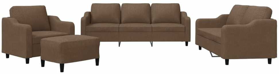Sofa Sofos komplektas su pagalvėlėmis, 4 dalių, rudas, audinys