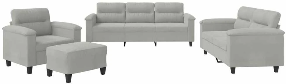 Sofa Sofos komplektas su pagalvėlėmis, 4 dalių, pilkas, audinys