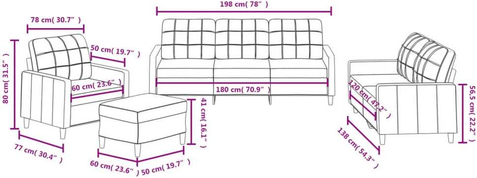 Sofa Sofos komplektas su pagalvėlėmis, 4 dalių, vyno, audinys