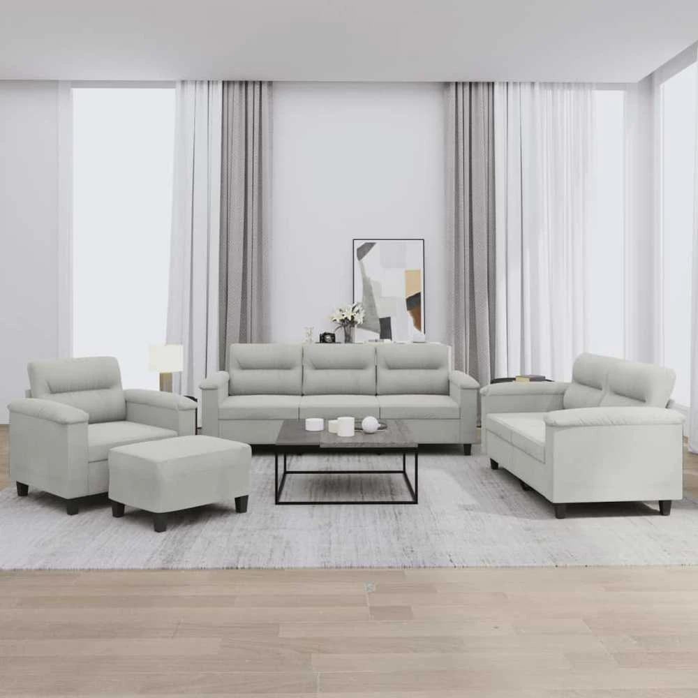 Sofa Sofos komplektas su pagalvėlėmis, 4 dalių, pilkas, audinys